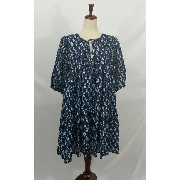 EMERSON FRY India Collection Sz M/L Marguerite Blue Isla Dress - Picture 14 of 16